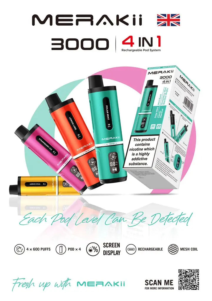 Merakii 3000 Puffs Disposable Vape Box of 5 Vape Wholesale SuppliesNot Found Vape wholesale supplies