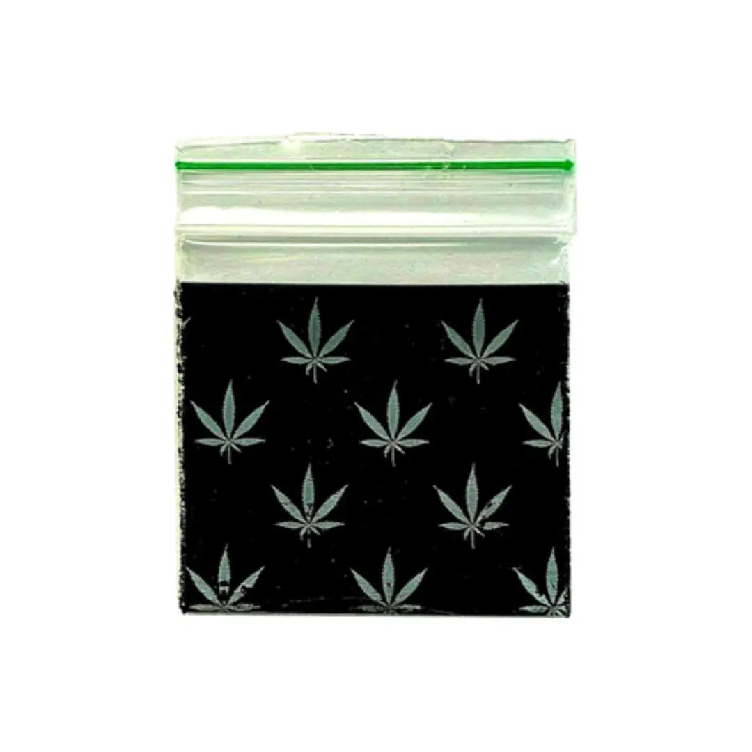 Buy Zipper Branded 40mm x 40mm Black Leaf Bag In UK