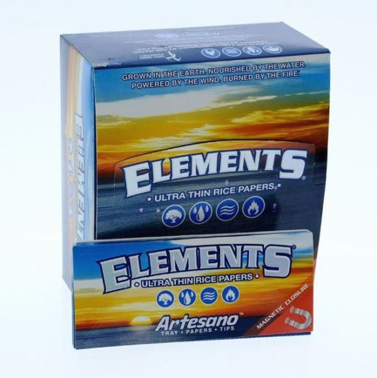 Elements Ultra Thin Rice Papers - Artesano Tray Papers Tips - King Size Slim - Vape wholesale supplies