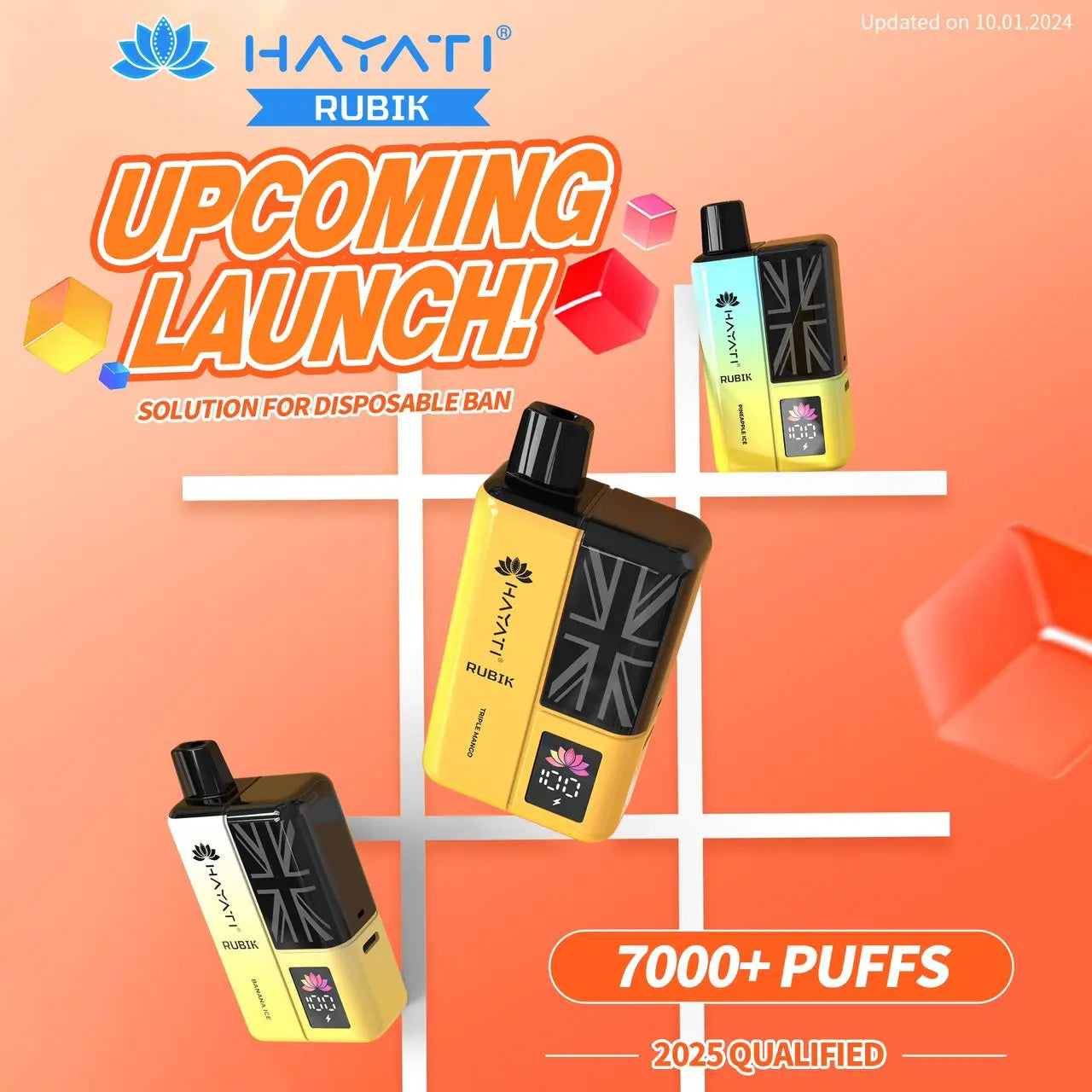 Hayati Rubik 7000 Disposable Vape Box of 5 - Vape wholesale supplies