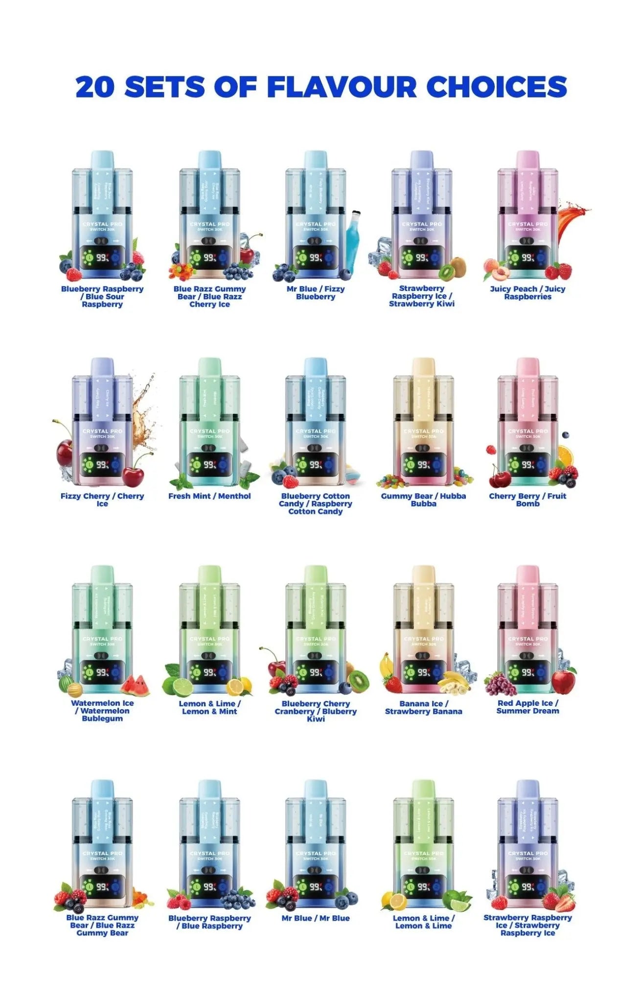 Crystal Pro Switch 30k Disposable Vape Box of 5 - Vape Wholesale Supplies Crystal ProNot Found Vape wholesale supplies