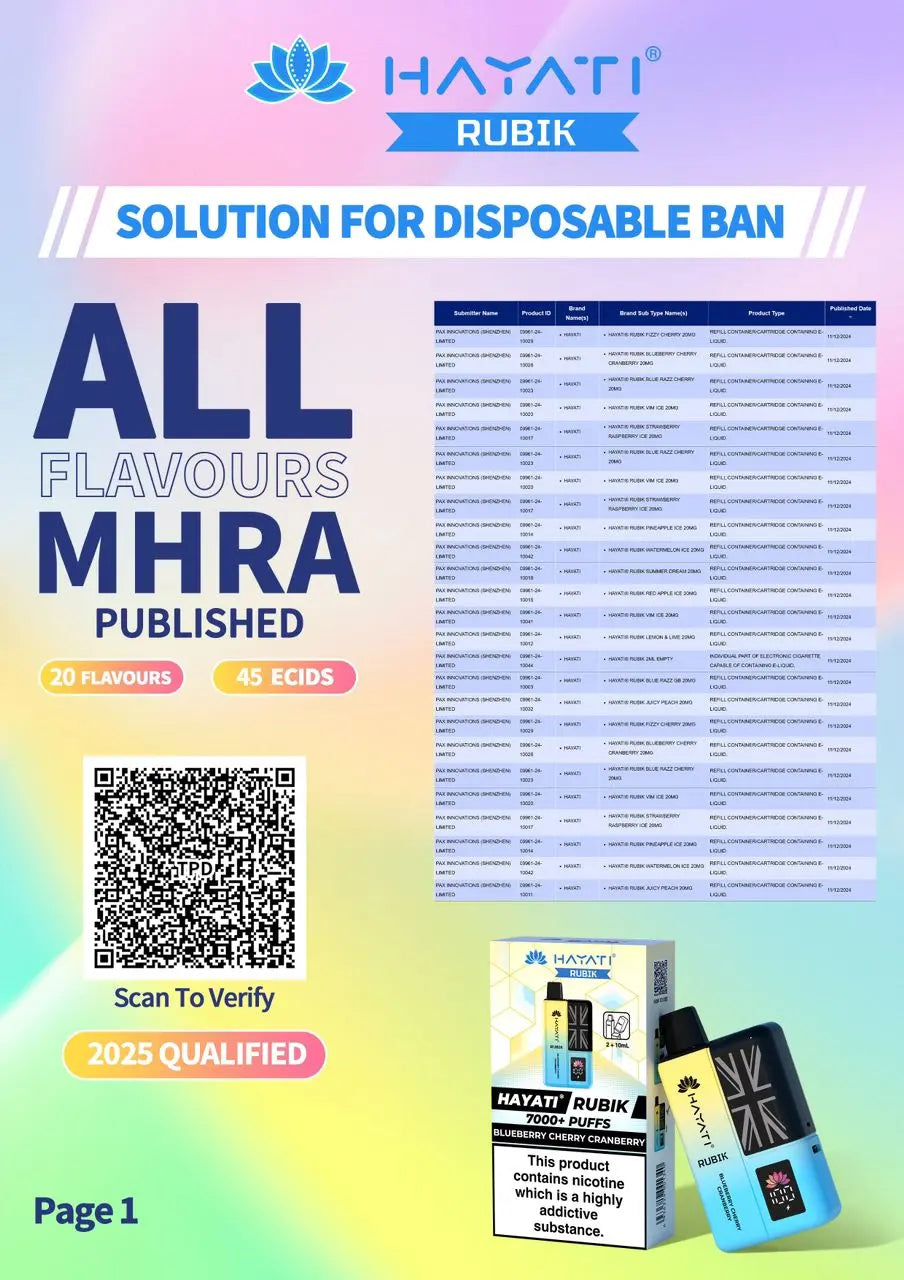 Hayati Rubik 7000 Disposable Vape Box of 5 - Vape wholesale supplies