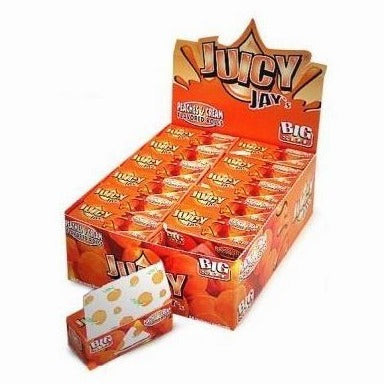 Juicy Jays Peaches & Cream Rolls - Flavoured Cigarette Rolling Paper Big Size - Pack Of 24 - 32 Leaves Per pack - Vape wholesale supplies