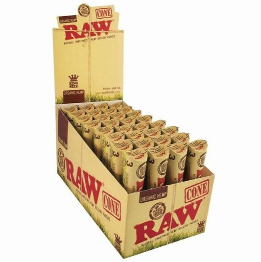 Organic Hemp Raw Cone Natural Unrefined Hemp Rolling Papers - 3 Pack - King size - Natural Hemp Gum - 96 Cones Per Box - Vape wholesale supplies
