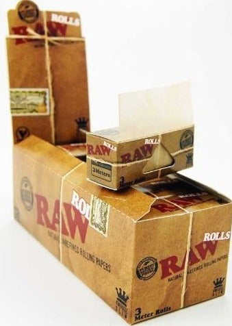 Classic Raw Natural Unrefined Rolling Paper Rolls - King Size - Natural Hemp Gum - Box Of 12 Rolls - Vape wholesale supplies