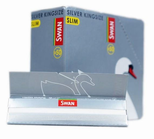 Swan Silver Kingsize Slim Cigarette Rolling Papers - Box Of 50 Booklets - Vape wholesale supplies