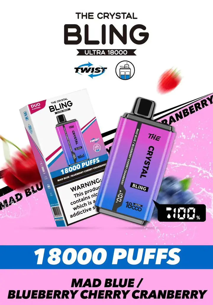 The Crystal Bling Ultra Twist 18000 Disposable Vape Box of 10 Vape Wholesale SuppliesNot Found Vape wholesale supplies