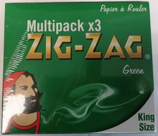 Zig Zag Finest Quality Rolling Papers - King Size - Green - Multipack X 3 - Pack of 12 - Vape wholesale supplies