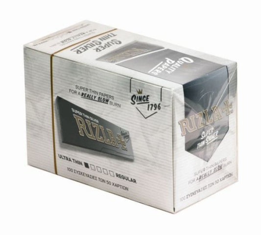 Rizla Super Thin Cigarette Paper - Silver - Box Of 100 Booklets - Vape wholesale supplies