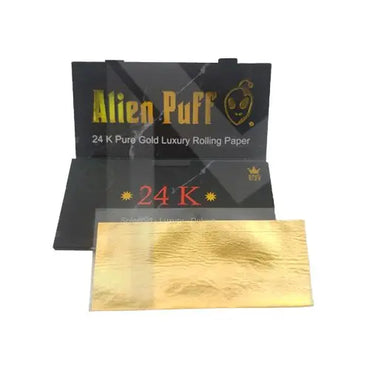 12 Alien Puff Black & Gold King Size 24K Gold Rolling Papers HP175AP In UK