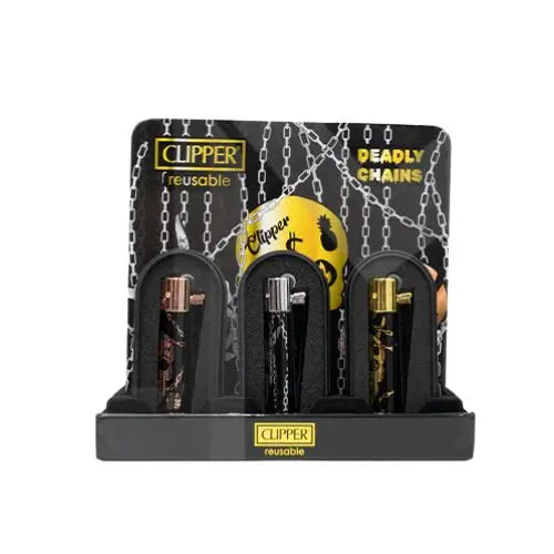 12 Clipper CMP11RH Metal Large Flint Deadly Chains Lighters - CM3S147UKX In UK