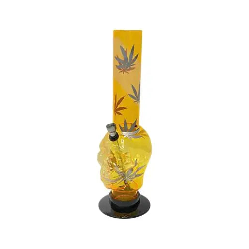 14" Leaf Print Skull Design Acrylic Bong - FAP-15 (GS2075) - Vape Wholesale Supplies
