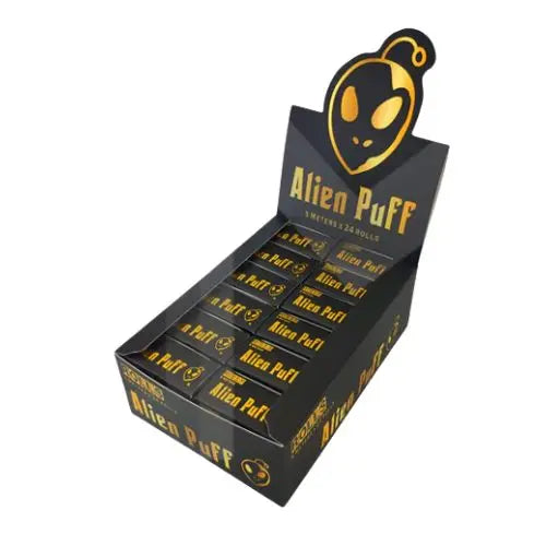 24 Alien Puff Black & Gold 5m Unbleached Brown Rolls ( HP105 ) Vape Wholesale Supplies IN UK