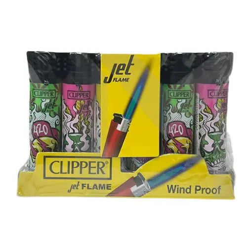 24 Clipper CKJ Classic Large Electronic Jet Flame High Skulls Lighters - CKJ3B061UKH Vape Wholesale Supplies