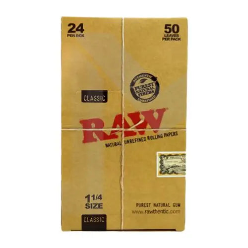 24 Raw Classic 1 1/4 Size Rolling Papers available at wholesale price in the UK