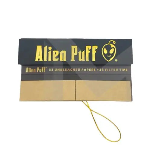 33 Alien Puff Black & Gold King Size Elastic Band Unbleached Papers + Filter Tips ( HP184 ) In UK