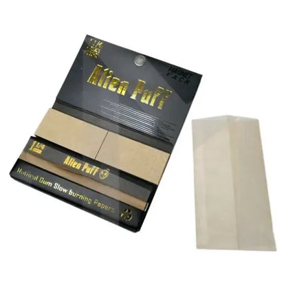 33 Alien Puff Black & Gold 1 1/4 Size Magnetic Unbleached Rolling Papers + Tips HP120 IN UK
