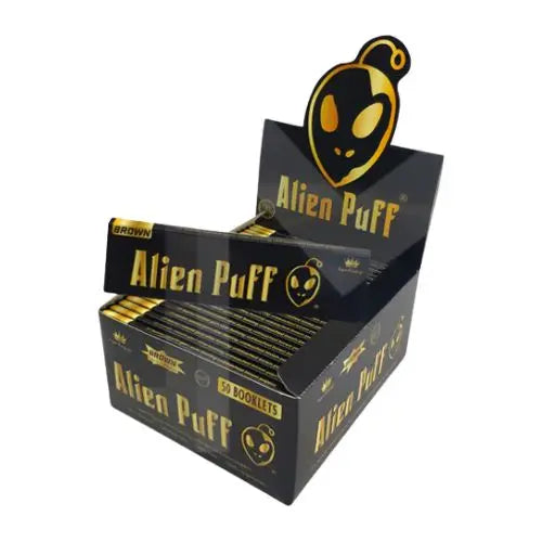 33 Alien Puff Black & Gold Super King Size Unbleached Brown Rolling Papers ( HP2104AP ) In UK