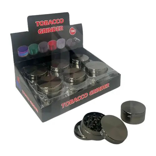 3 Parts Black Metal Tobacco Grinder - PH6906-Black Vape Wholesale Supplies 