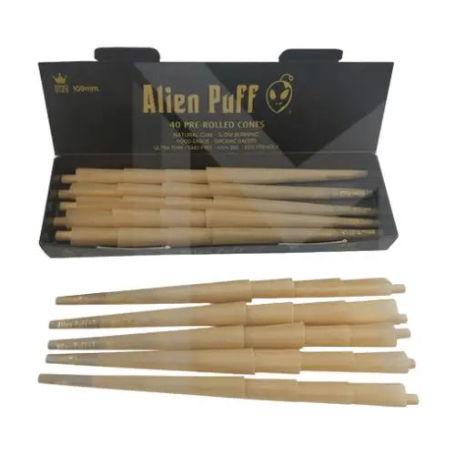 40 Alien Puff Black & Gold 1/4 Size Pre-Rolled 84mm Cones HP137 In UK