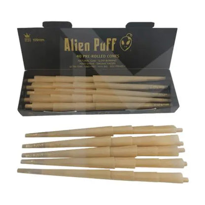 40 Alien Puff Black & Gold 1/4 Size Pre-Rolled 84mm Cones HP137 In UK
