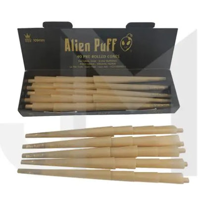 40 Alien Puff Black Gold King Size Pre Rolled 109mm Cones HP162 In UK