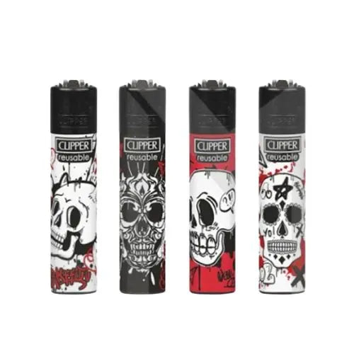40 Clipper CP11RH Classic Graffiti Skulls Flint Lighters - CL3C1626 - Vape Wholesale Supplies