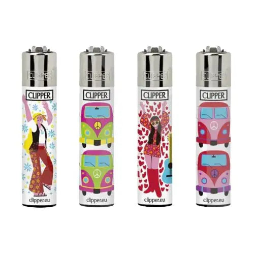 40 Clipper D48 CP11RH Classic Flint Psycho Hippie 3 Lighters - CL3A1677UKH - Vape Wholesale Supplies