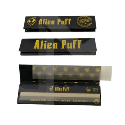 50 Alien Puff Black & Gold King Size Unbleached Brown Rolling Papers ( HP102 ) Vape Wholesale Supplies IN UK