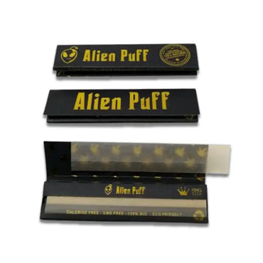 Buy 50 Alien Puff Black & Gold King Size Unbleached Brown Rolling Papers ( HP102 ) In UK