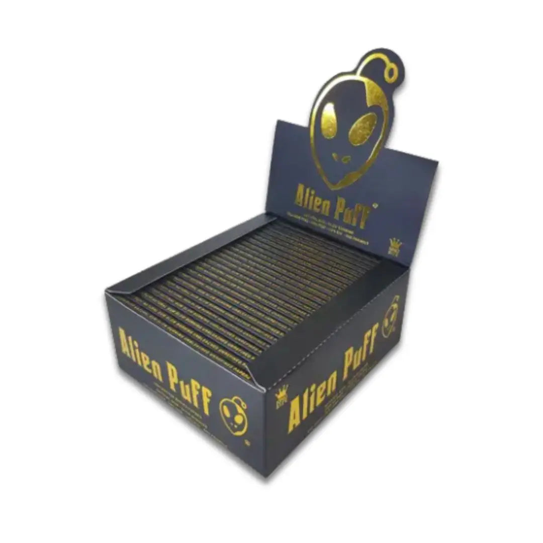 Buy 50 Alien Puff Black & Gold King Size Unbleached Brown Rolling Papers ( HP102 ) Vape Wholesale Supplies In UK