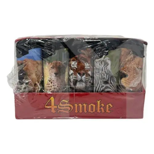 50 x 4Smoke Wind-Proof Animal Printed Lighters - HD099 - Vape Wholesale Supplies