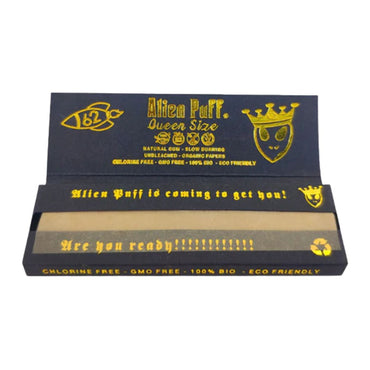 Buy 62 Alien Puff Black & Gold Queen Size Unbleached Brown Rolling Papers ( HP124 ) In UK