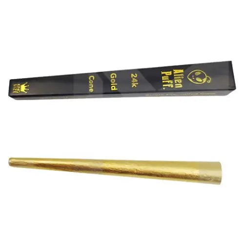 9 Alien Puff Black & Gold King Size Pre-Rolled 24K Gold Cones HP194AP In UK