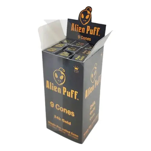 9 Alien Puff Black & Gold King Size Pre-Rolled 24K Gold Cones ( HP194AP )
 IN UK