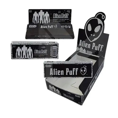 Alien Puff 1 1/4 Size Black Rolling Papers 25 Booklets (HP2125) In UK