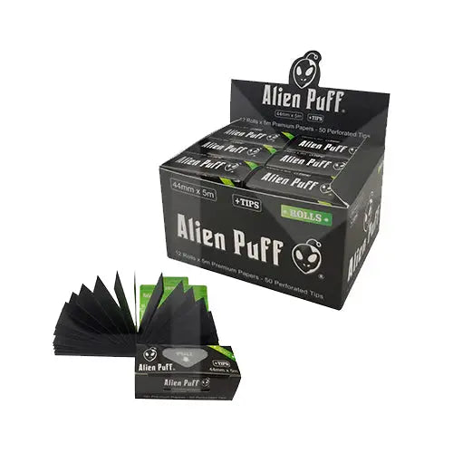 Alien Puff Rolls and Roach 5mx44mm White Rice Paper 12 Rolls (HP129) In UK
