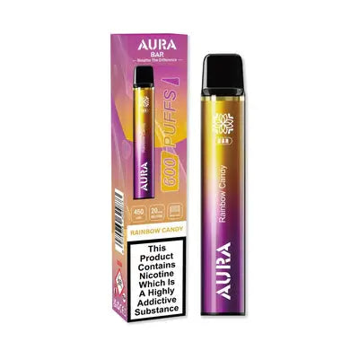 Aura Bar 600 Puffs Disposable Vape By Crystal Prime Box of 10 - Vape wholesale supplies 
