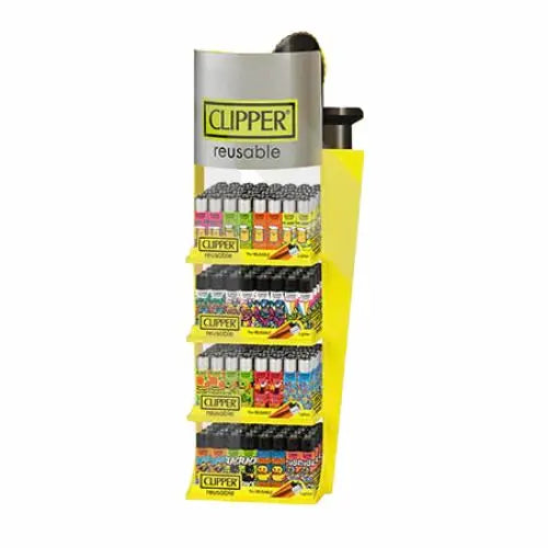 Clipper 4 Tier Display CP11RH 144 + 48 Mixed Design Lighters - CL3H168UKH Vape Wholesale Supplies