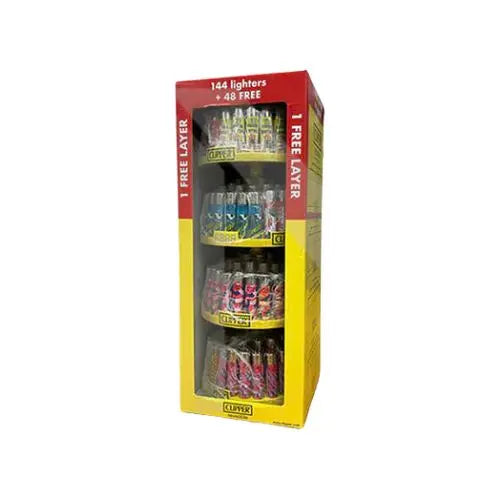 Clipper 4 Tier Display Carousel CP11RH 144 + 48 Mixed Design Lighters - CL3H165UKH In UK
