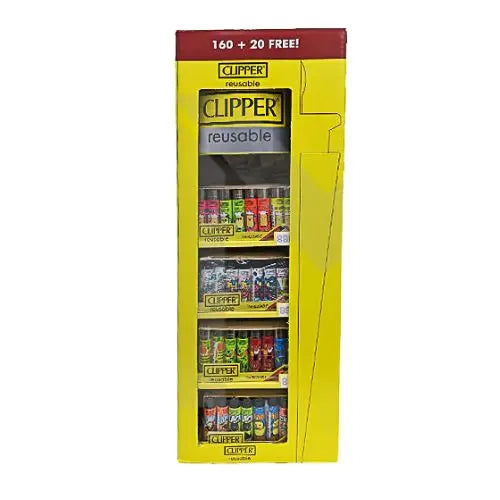 Clipper CP11RH 4 Tier Comboshape CDU 160 + 20 Mixed Design Lighters - CL3I128UKH - In UK