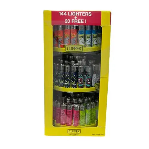 Clipper CP11 3 Tier Carousel CDU 144 + 20 Mixed Design Lighters - CL3H145UKH - In UK