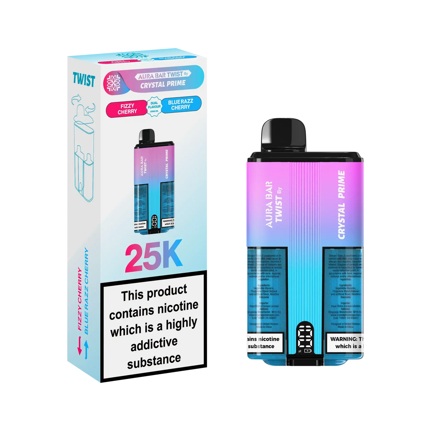 Crystal Prime Twist 25000 Disposable Vape Box of 5 - Vape wholesale supplies 
