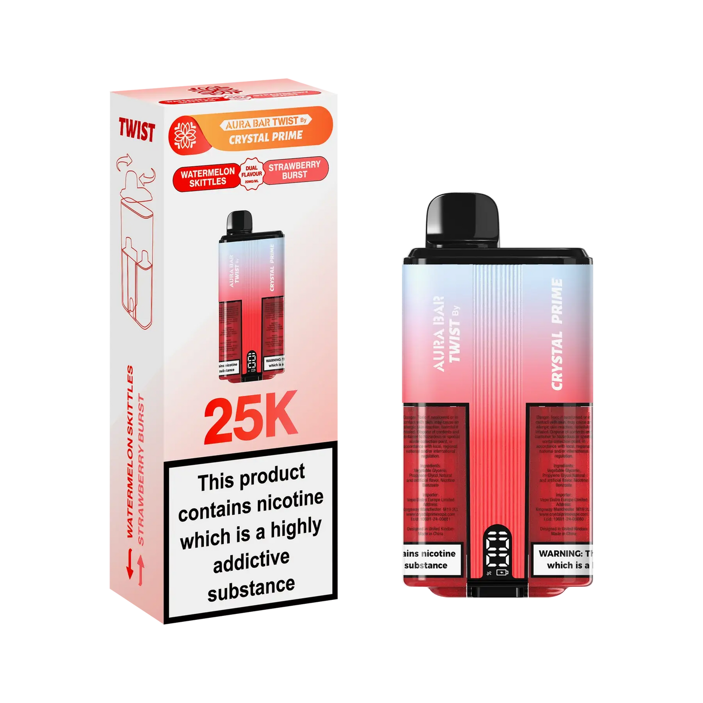 Crystal Prime Twist 25000 Disposable Vape Box of 5 - Vape wholesale supplies 