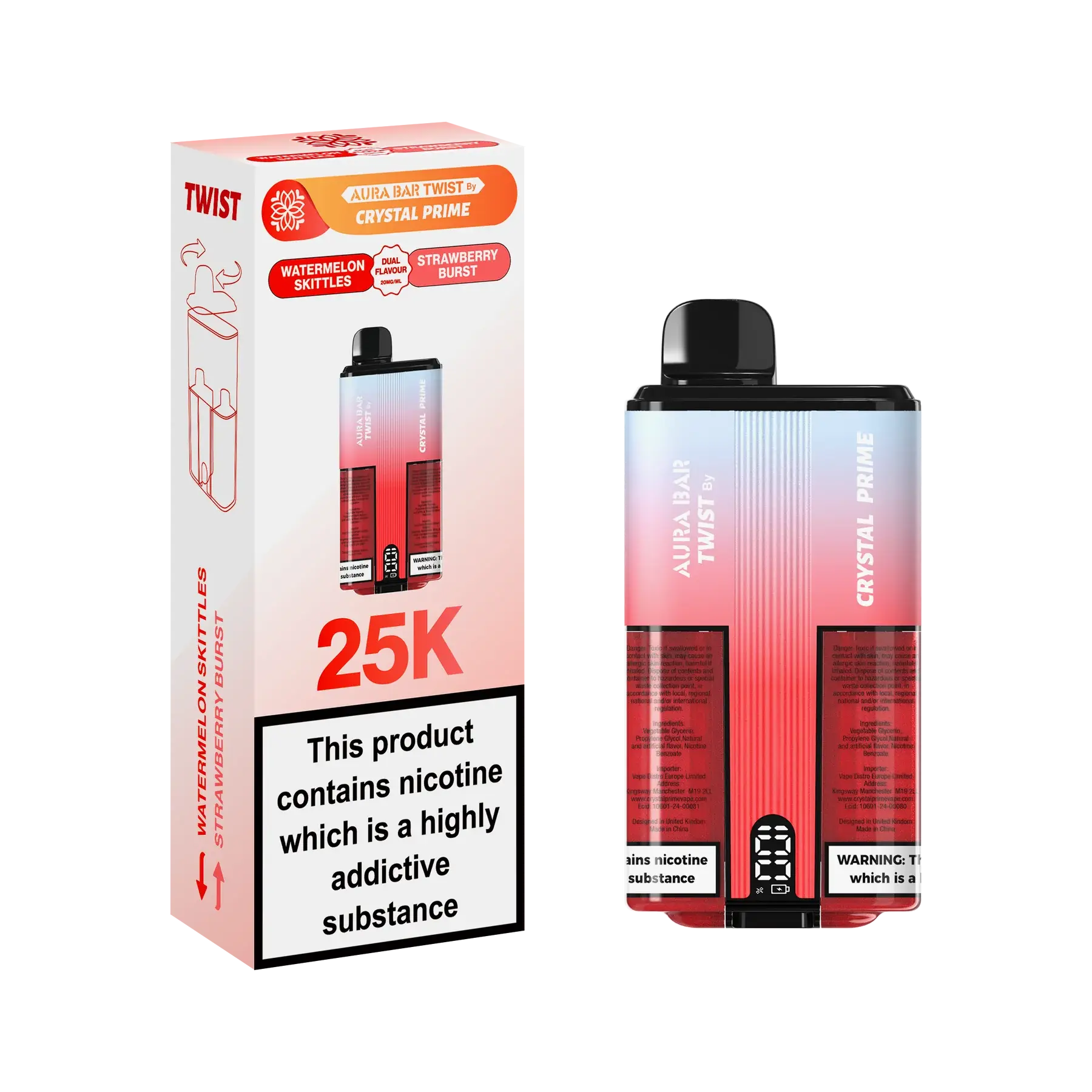 Crystal Prime Twist 25000 Disposable Vape Box of 5 - Vape wholesale supplies 