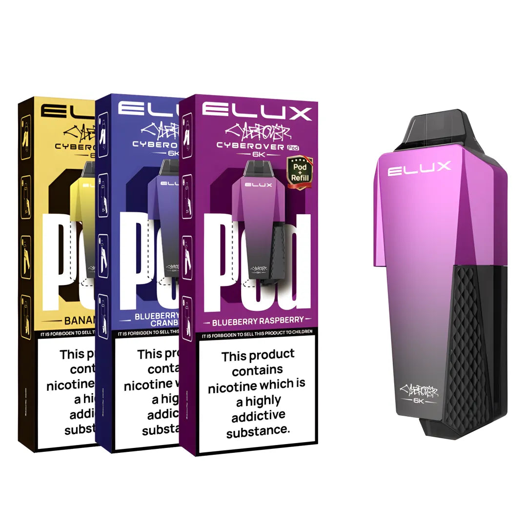 Elux Cyberover 6K Replacement Pods – Pack of 5 , Elux Cyberover 6K Disposable Vape Kit-Box of 10
