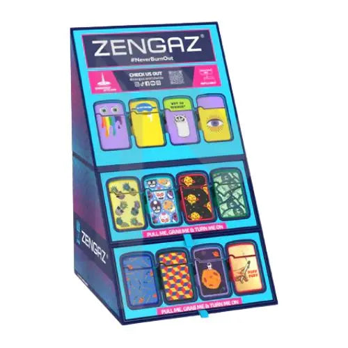 Zengaz Cube ZL-12 Royal Jet (EU-S3) - Jet Flame Lighters Bundle + 48 Lighters with Cube display stand In UK