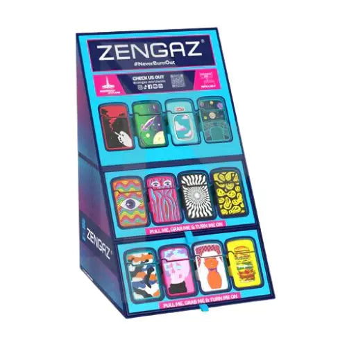 Zengaz Cube ZL-12 Royal Jet (EU-S6) - Jet Flame Lighters Bundle + 48 Lighters with Cube display stand In UK