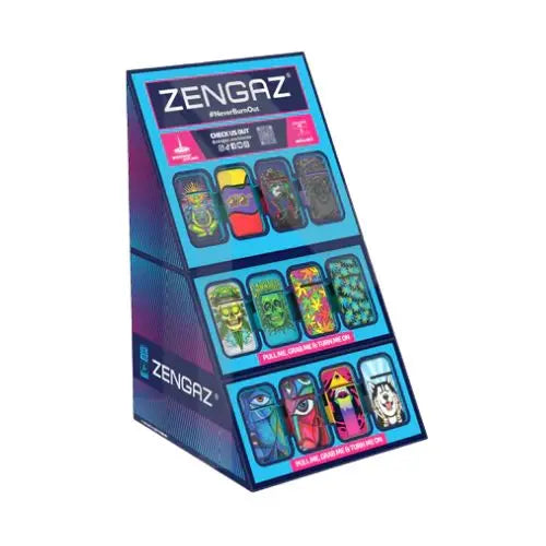 Zengaz Cube ZL-13 Wing Jet (UK-S3) - Jet Flame Lighters Bundle + 48 Lighters with Cube display stand In UK