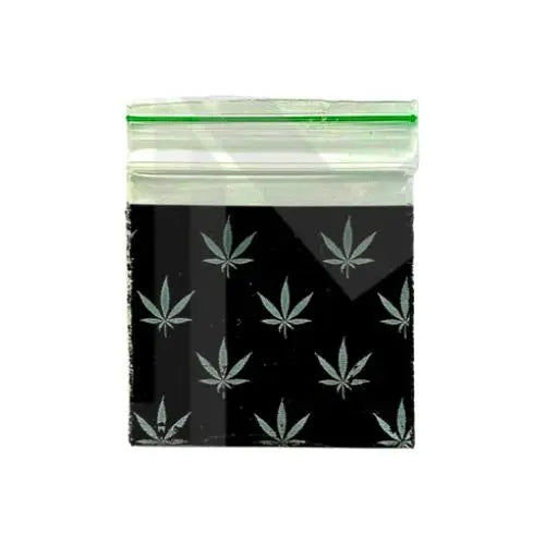 Zipper Branded 40mm x 40mm Black Leaf Bag in UK